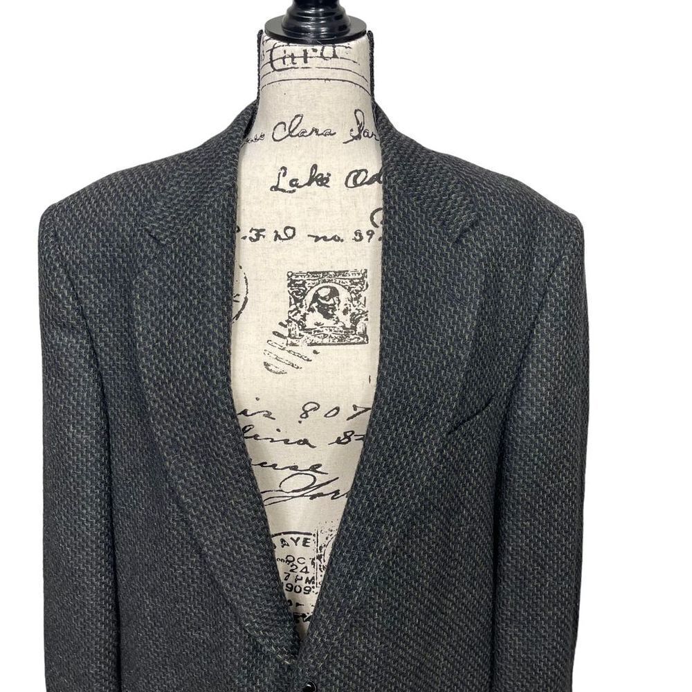 John Weitz Vintage Men's Plaid Wool Blend Blazer Gray Size 44 Long - Picture 4 of 9